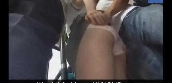  JAPANESE SCHOOLGIRL IN BUS BEING TOUCHED AND GROPED BY CHIKAN - Watch more at XXNCLIP.com